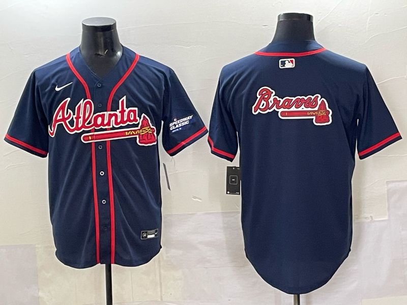 Men Atlanta Braves Blank Drak Blue  joint name Nike 2025 MLB Jersey style 07->atlanta braves->MLB Jersey